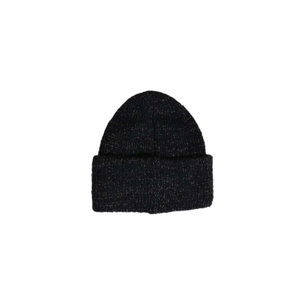 Pieces Black Recycled Polyester Hat with Metallic Fibers - Sustainable Winter Beanie