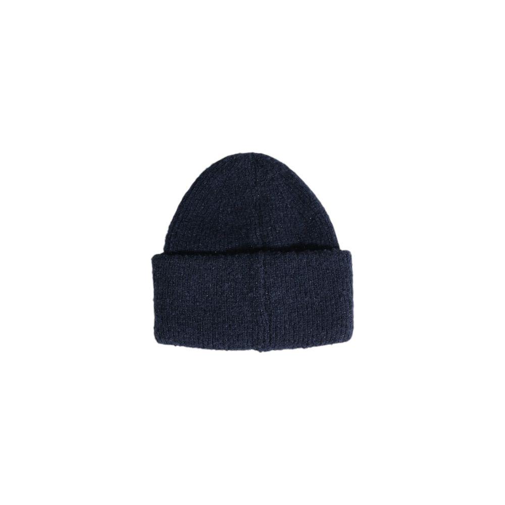Pieces Blue Recycled Polyester Hat with Sparkle, Sustainable Women's Beanie