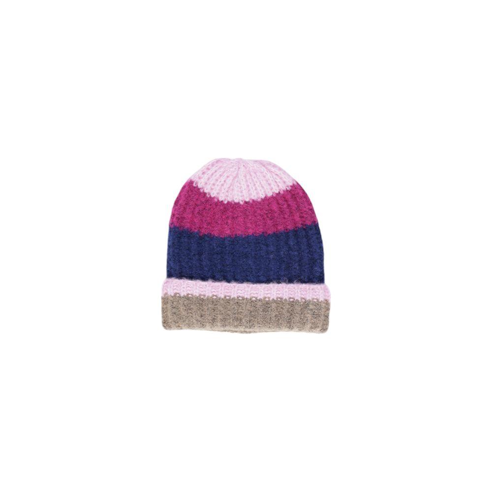 Pieces blue acrylic hat with structured design, made from 47% acrylic, 50% polyester, and 3% elastane. Versatile beanie for women.
