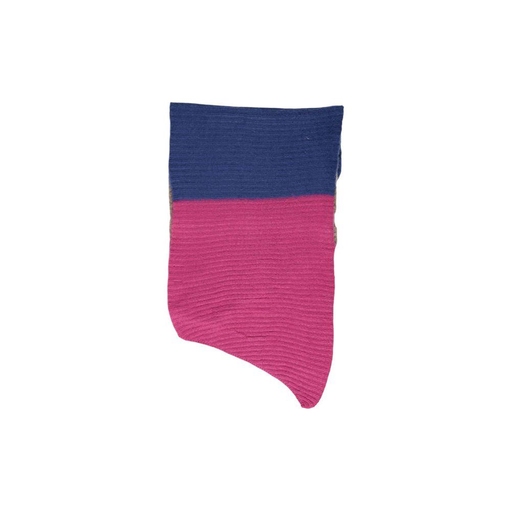 Pieces Blue Recycled Polyester Scarf with block design, featuring blue and pink sections, made from durable recycled materials.