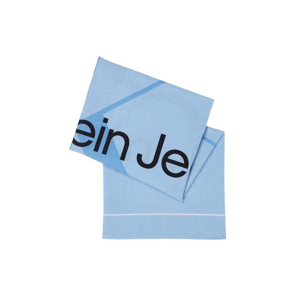 Calvin Klein blue organic cotton scarf with cut-out logo design, showcasing style and sustainability for modern women.