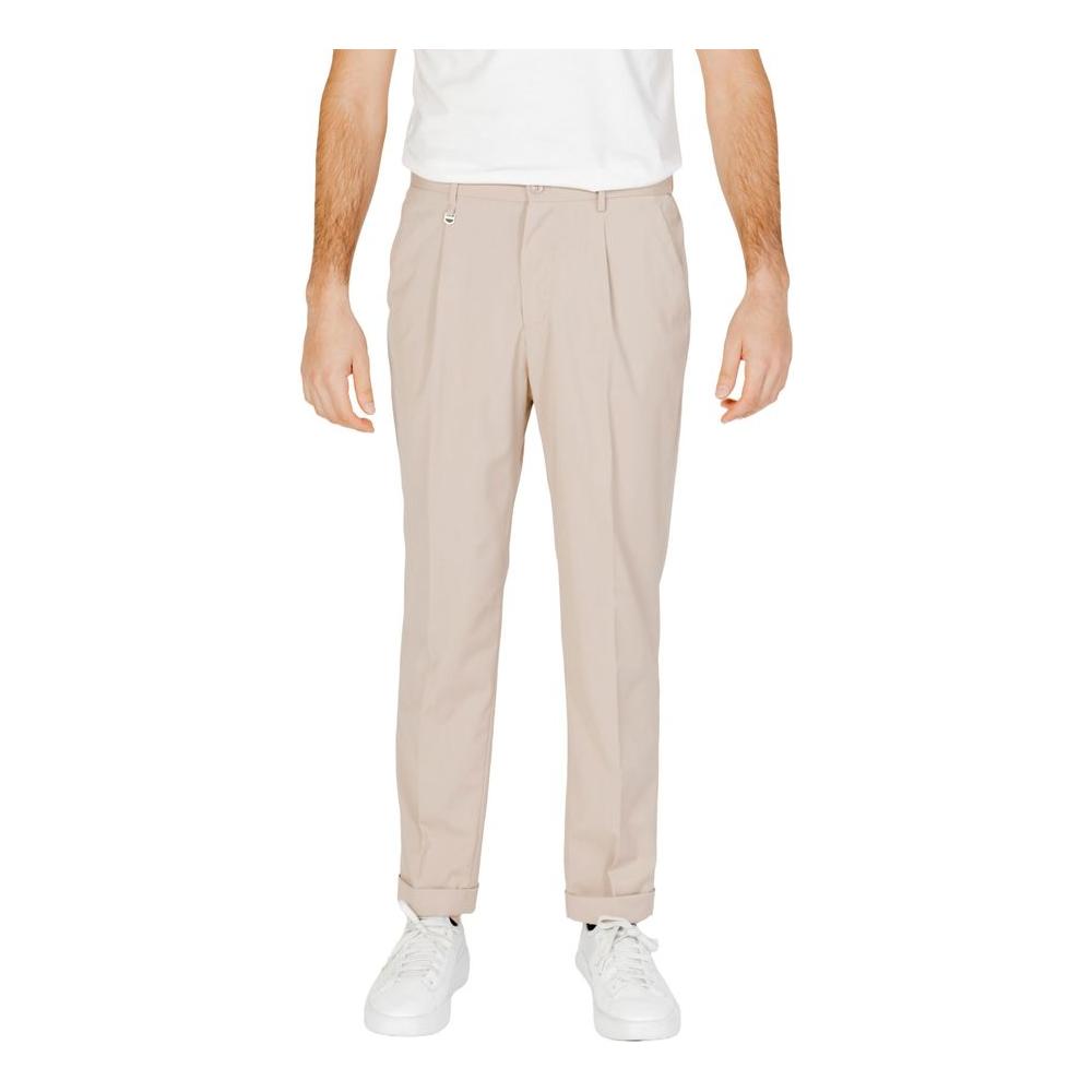 Antony Morato beige polyester men's pants for spring/summer collection featuring a sleek design with 70% polyester composition.