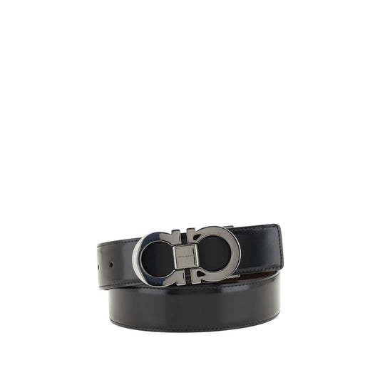 Ferragamo Black Calf Leather Bos Taurus Regular Belt