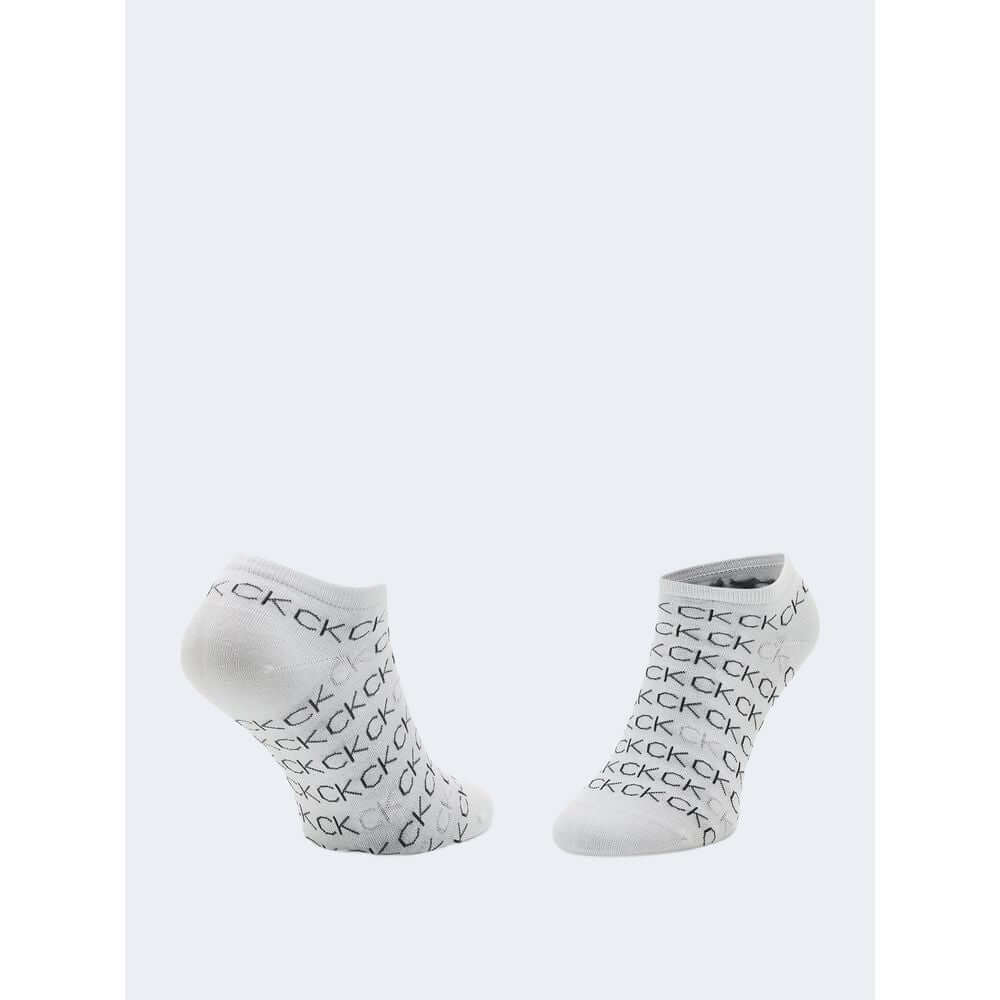 Calvin Klein white cotton women's tights & socks with CK logo print, from spring/summer collection, made of 95% cotton, 5% elastane.