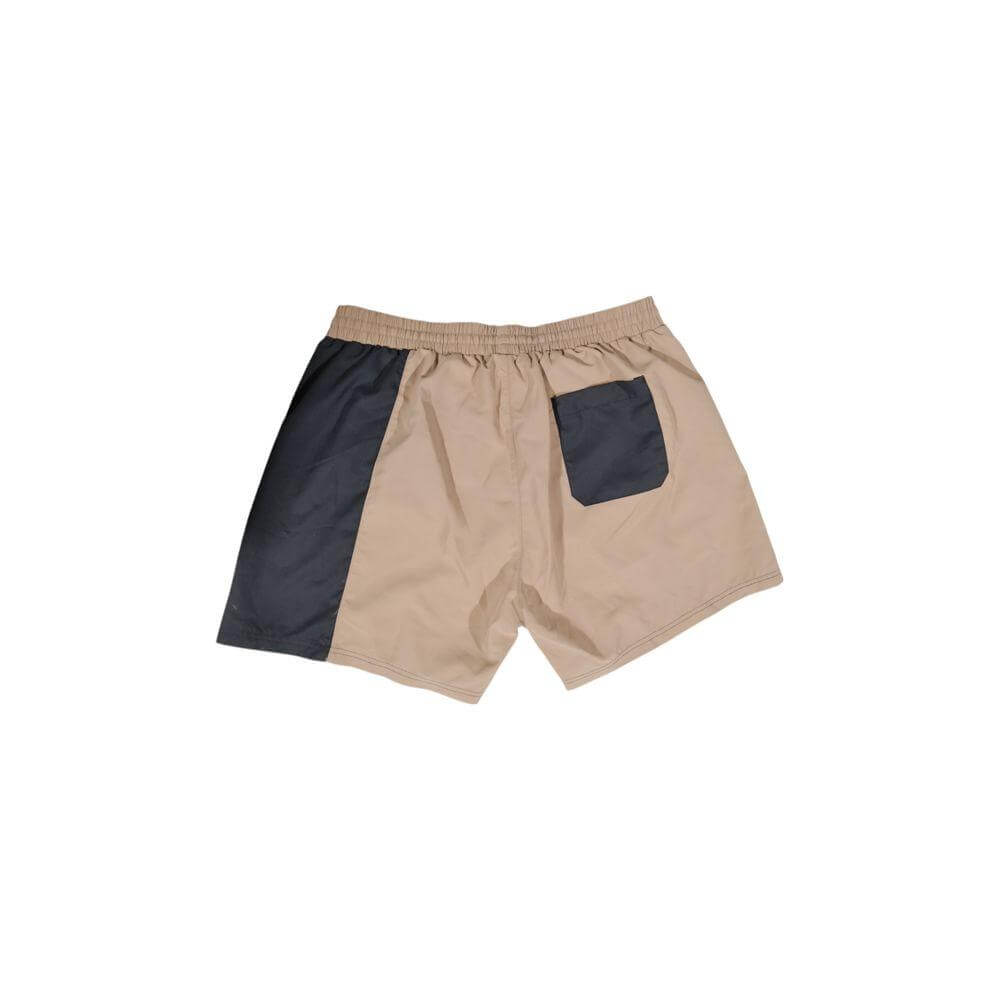 Hugo Boss Beige Polyester Swimwear for Men - Fall/Winter Collection - 100% Polyester Bathing Suit with Black Side Panel and Pocket