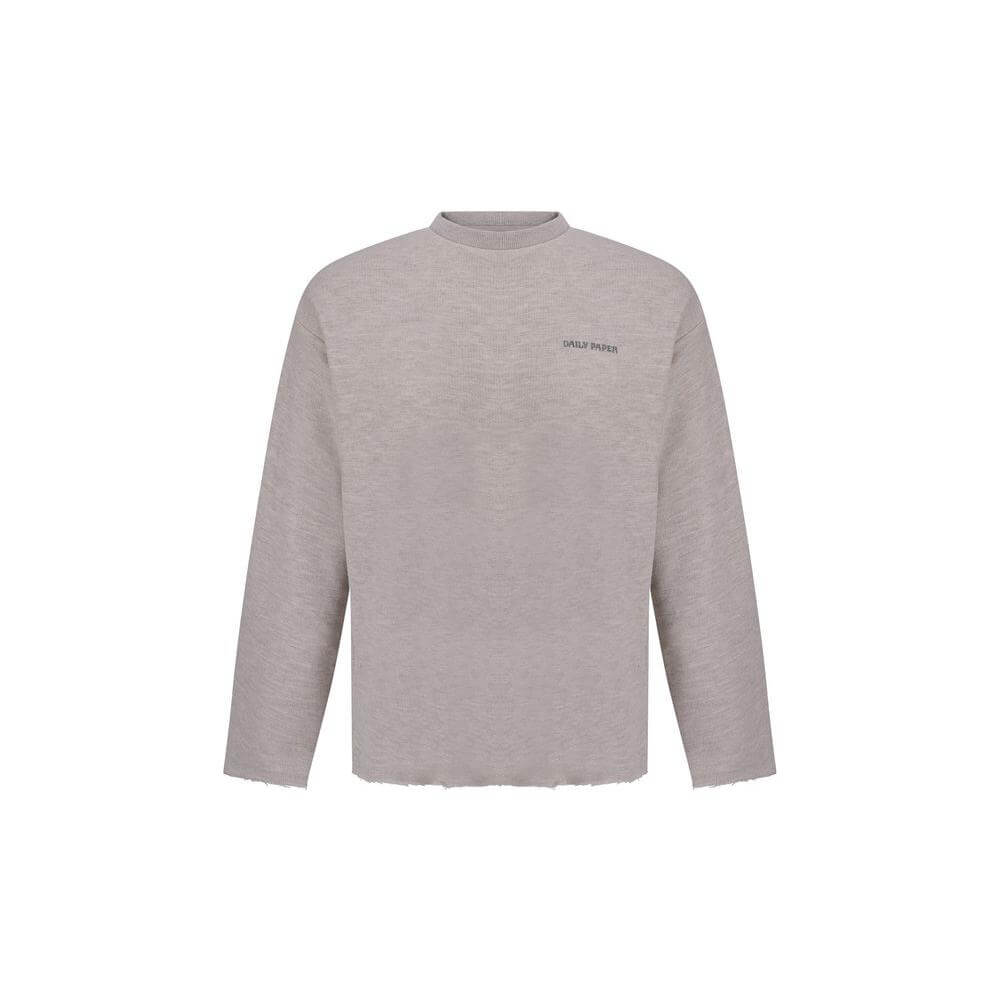 Daily Paper Aniola Sweatshirt, ribbed crew neck, raw cut hem and cuffs, mélange pattern, regular fit, front view.