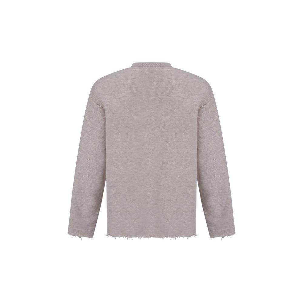 Back view of Daily Paper Aniola Sweatshirt with ribbed crew neck, raw cut hem and cuffs, featuring a mélange pattern and regular fit.