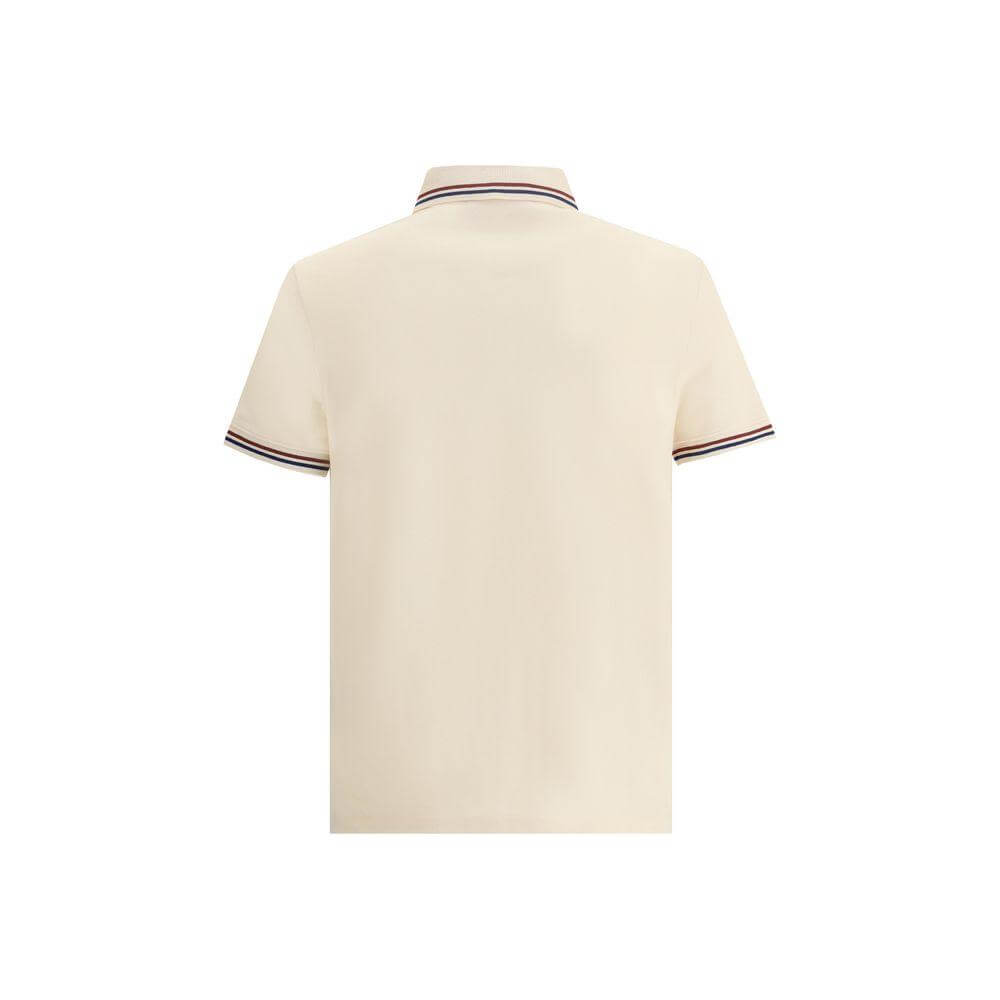 Valentino cotton polo shirt featuring a ribbed collar, monochrome design, and contrasting logo patch. Back view with classic style.