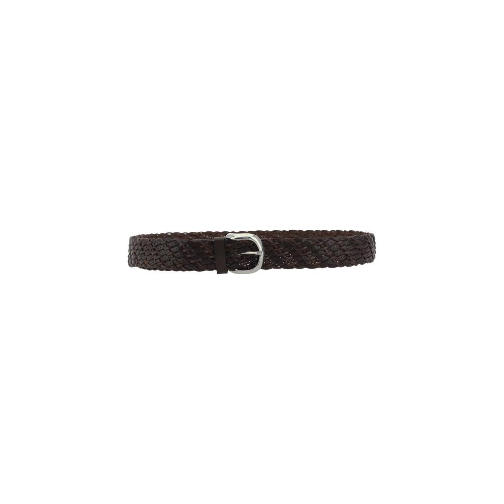 Brunello Cucinelli braided calfskin belt with metal buckle, 3.5 cm thick, luxury accessory