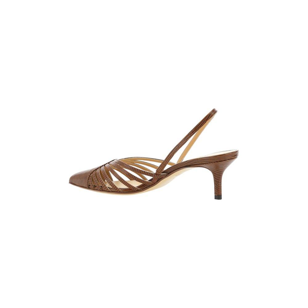Francesco Russo leather pumps with cut-out details, elongated toe, and stiletto heel, showcasing elegance and craftsmanship.