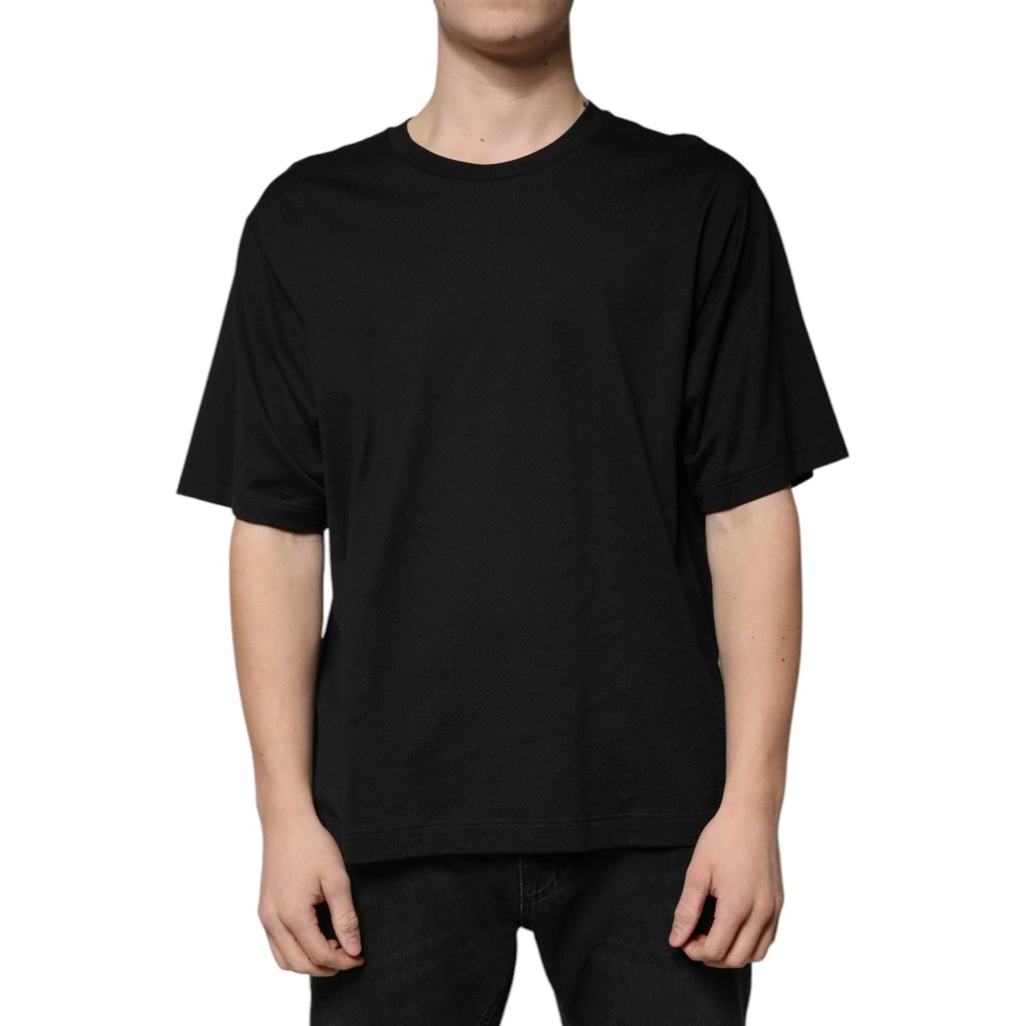 Dolce & Gabbana Black Cotton Crew Neck Short Sleeves T-shirt