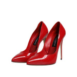 Dolce & Gabbana Red Patent Leather Stiletto Heels Pumps Shoes LA12086-38
