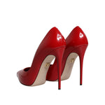 Dolce & Gabbana Red Patent Leather Stiletto Heels Pumps Shoes LA12086-38