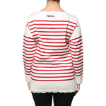 Dolce & Gabbana White Red Stripes Cotton Long Sleeves Top