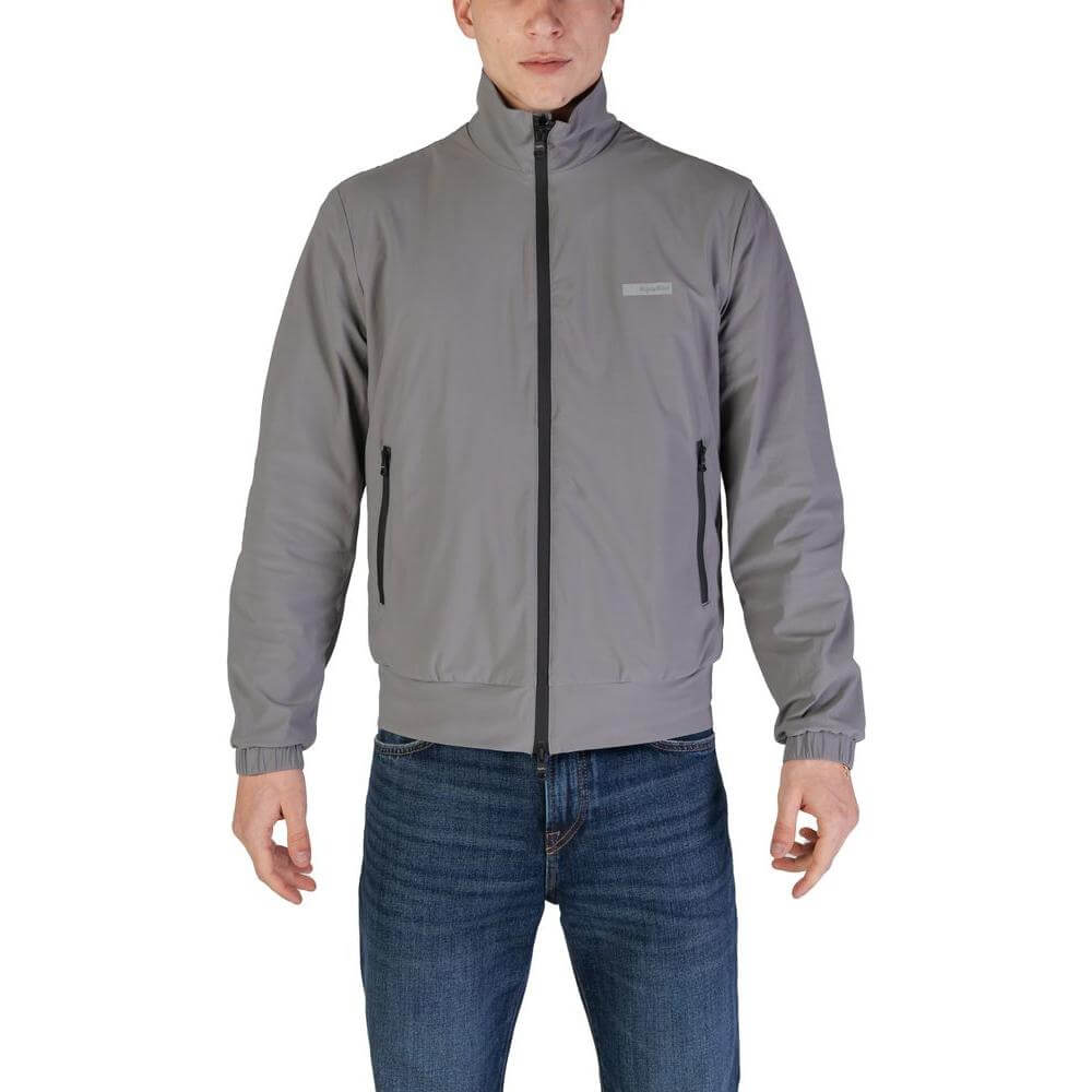 Refrigiwear men's gray polyamide jacket for fall/winter, featuring a sleek design with 78% polyamide and 22% spandex blend.