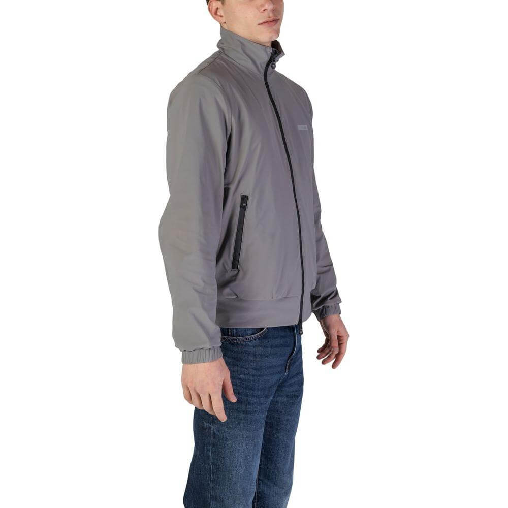 Refrigiwear men's gray polyamide jacket, fall/winter collection, side view, 78% polyamide, 22% spandex, casual fashion