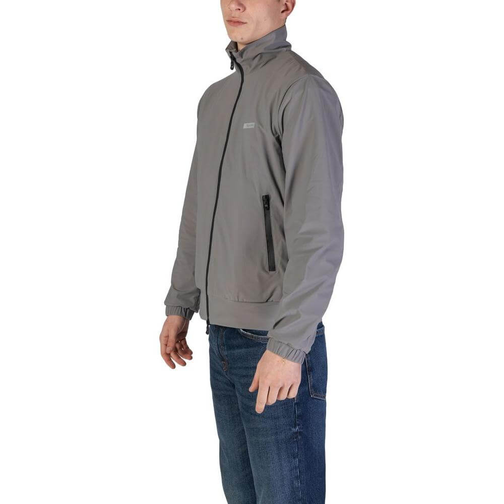 Men's fall/winter Refrigiwear gray polyamide jacket featuring 78% polyamide, 22% spandex blend, stylish and durable outerwear.