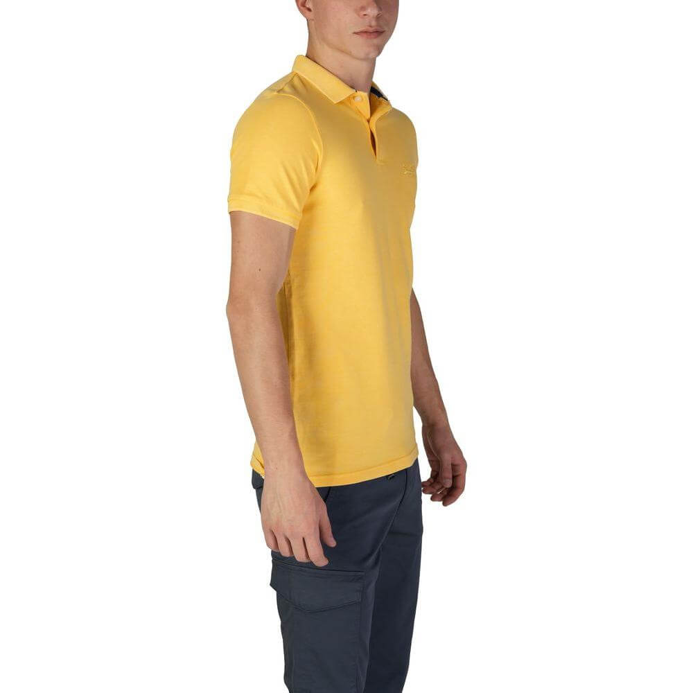 Men's Superdry Yellow Cotton Polo Shirt, short-sleeved, fall/winter collection, 100% cotton.