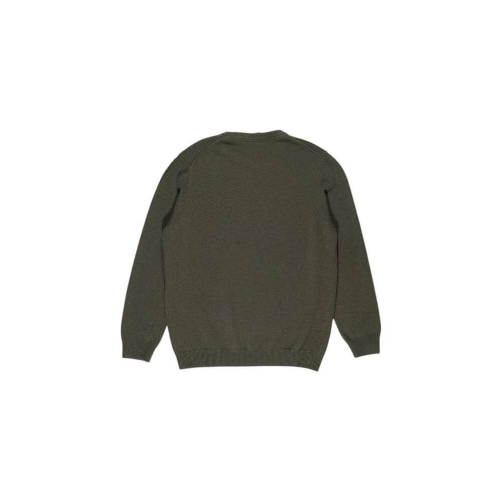 Lyle & Scott green wool sweater, men's fall/winter collection, back view, composed of 80% wool and 20% polyamide.