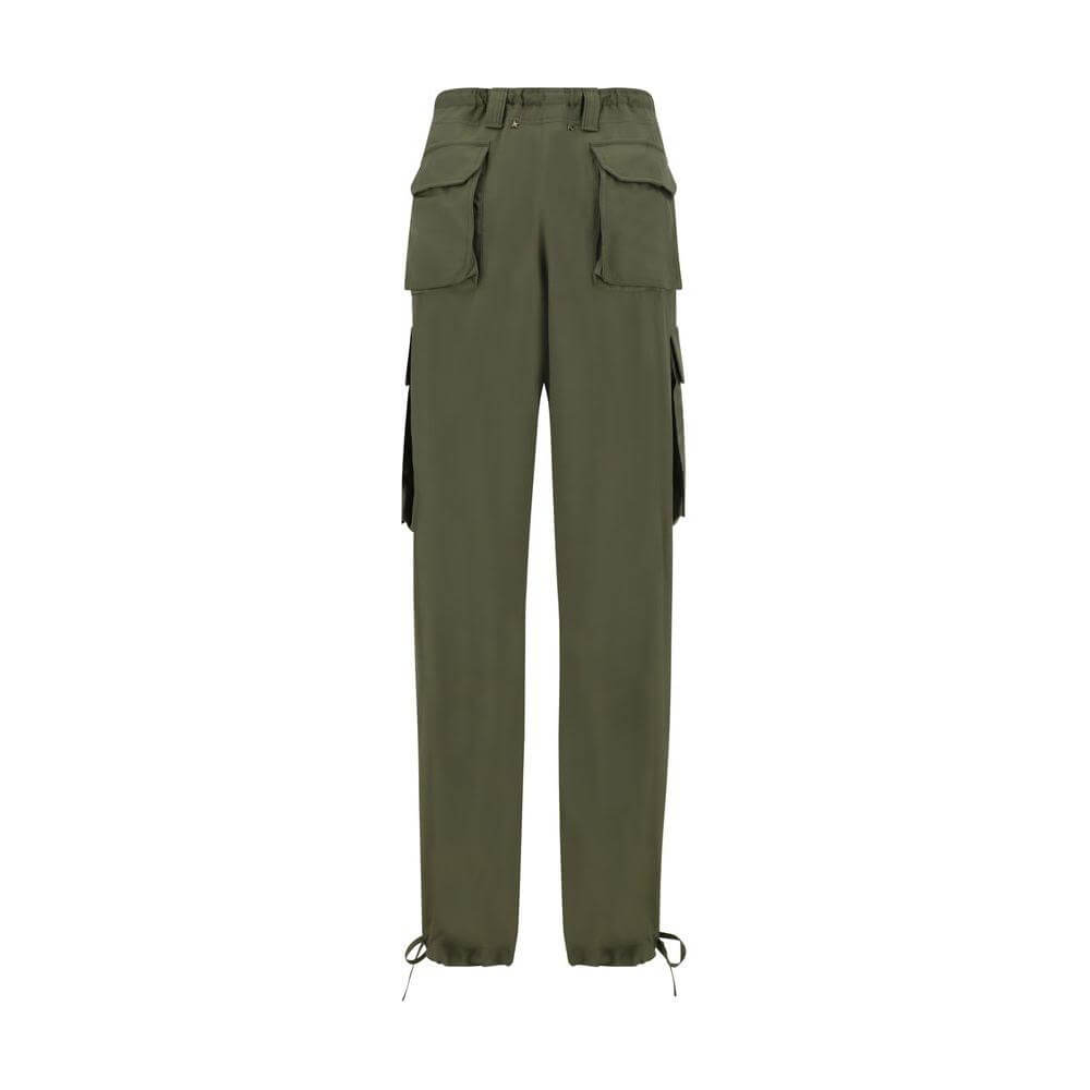 Golden Goose cargo pants with wide-leg, drawstring waist, and multiple pockets in a monochrome design. Front view.