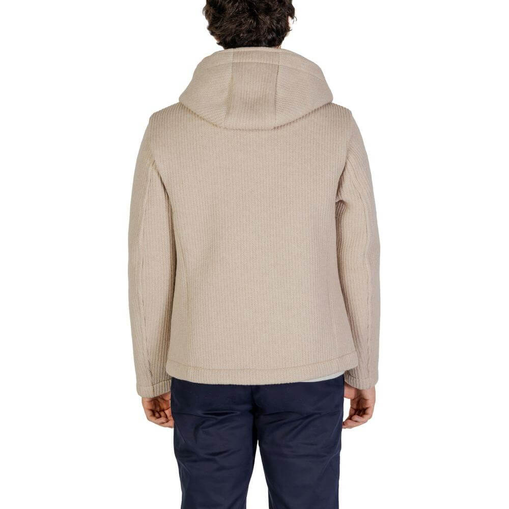 Back view of a Hydra Clothing beige polyester wool blend men's jacket from the Fall/Winter collection.