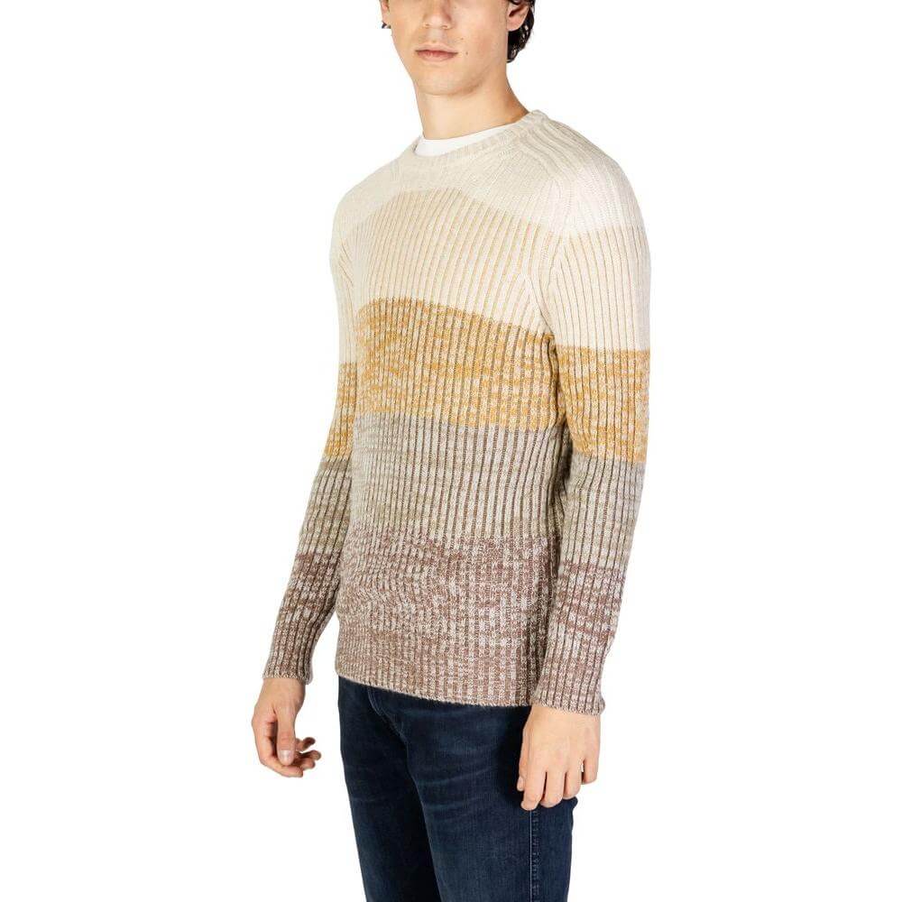 Men's Fall/Winter Beige Acrylic Sweater by Hydra Clothing featuring a ribbed knit design, perfect for seasonal layering.
