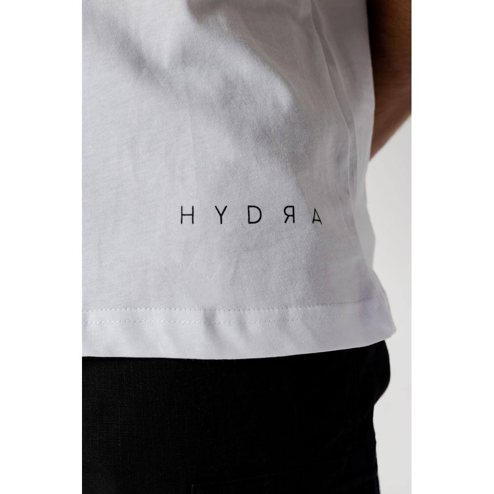 Hydra Clothing Men's White Cotton T-Shirt from Spring/Summer Collection showing logo detail.