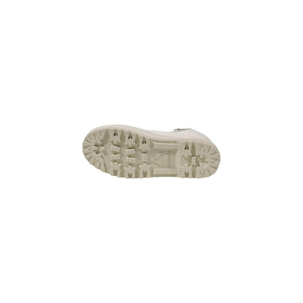 Sole view of Superga beige fabric women's sneaker from autumn/winter collection, textile composition.