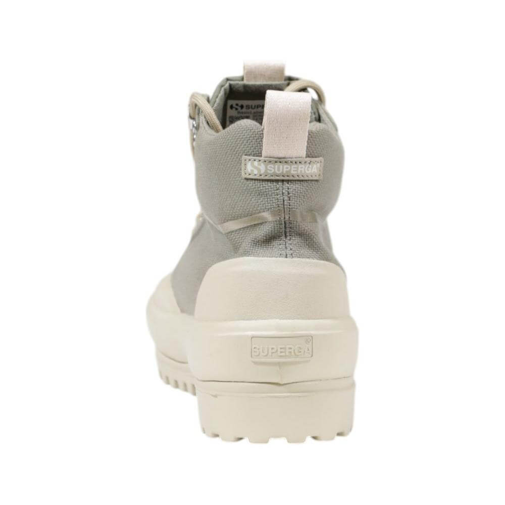 Back view of Superga green fabric sneaker for women, autumn/winter collection, featuring 100% textile composition and durable sole.