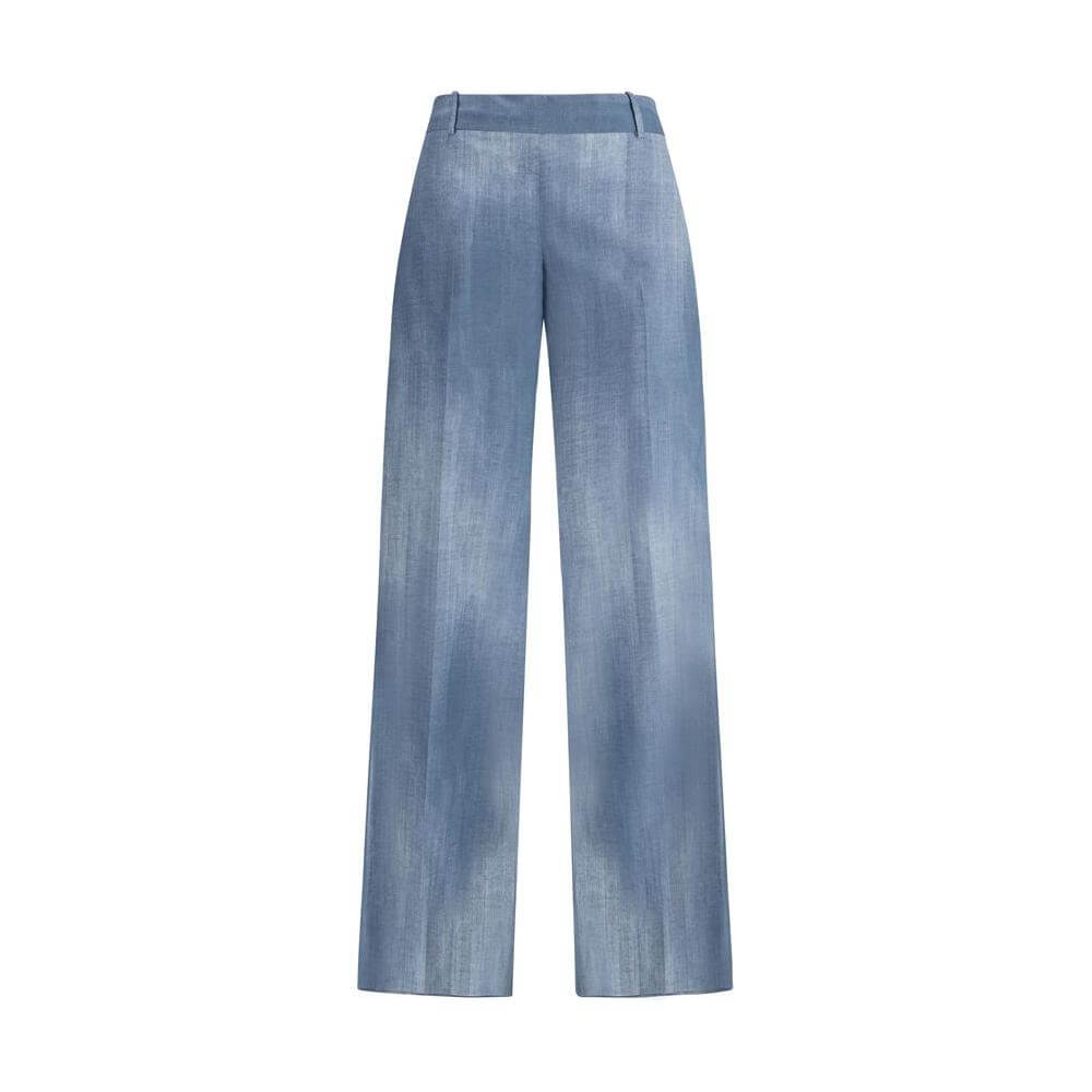 Ermanno Scervino Marocain palazzo pants in blue, featuring belt loops, side zipper, and discreet welt pockets for elegant comfort.