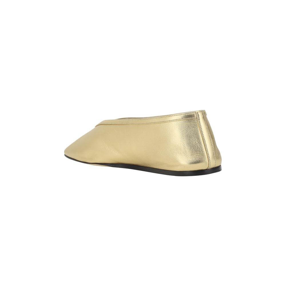 LE MONDE BERYL Luna Ballerinas in metallic leather with flat sole and beveled toe, side view