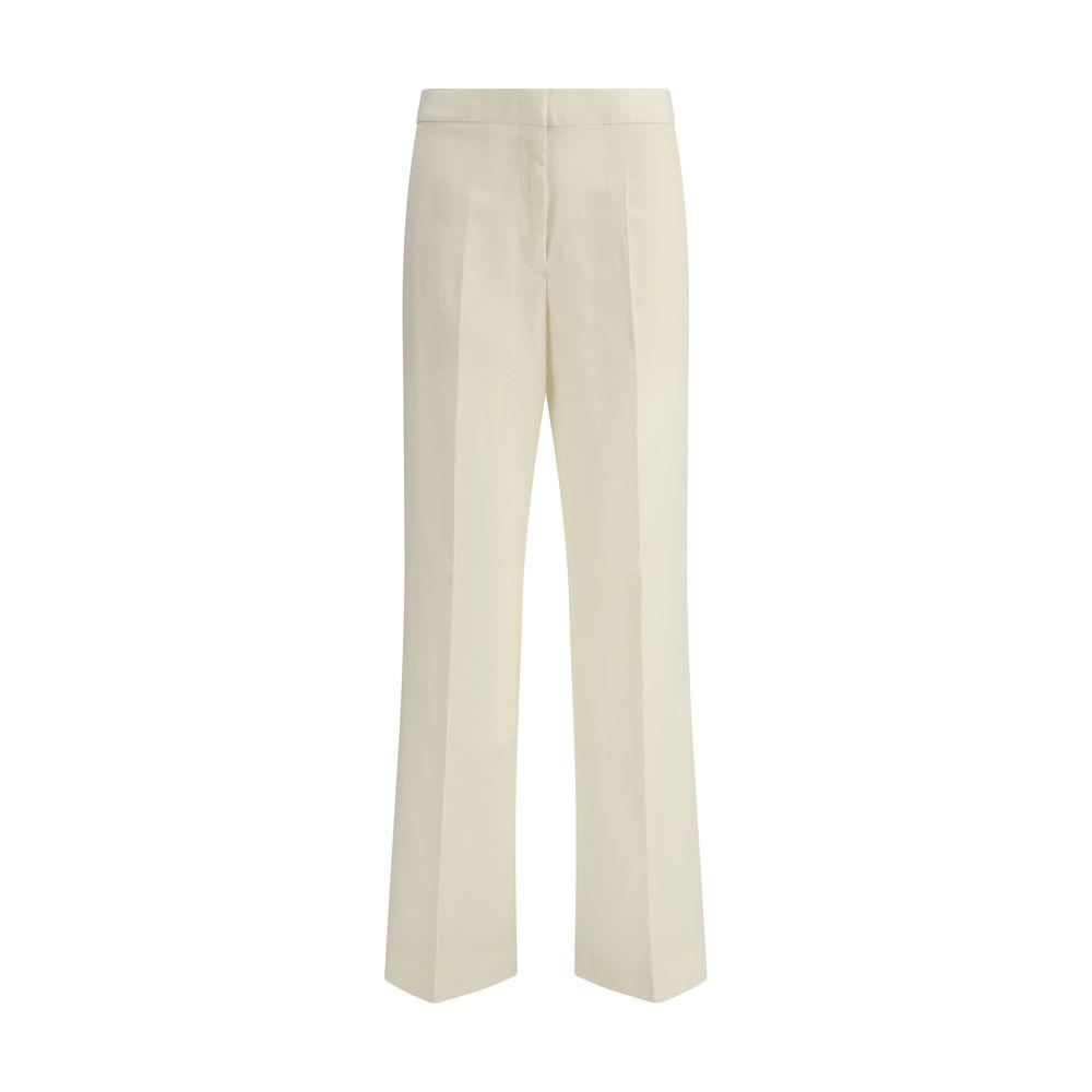 Fabiana Filippi Virgin Wool Pants with mid-rise waist and flare leg, showcasing elegant design and craftsmanship in cream color.