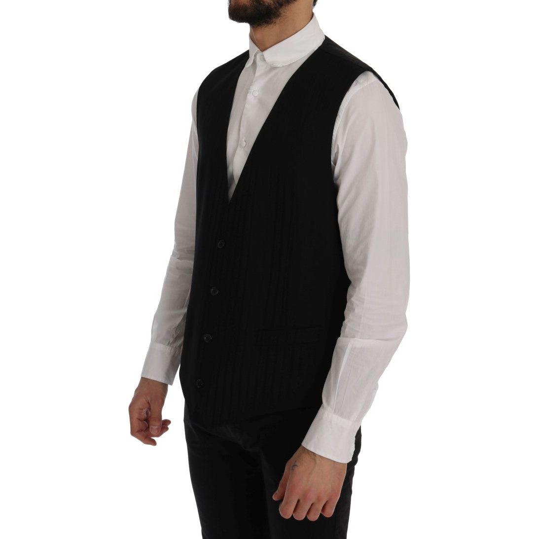 Dolce & Gabbana Black STAFF Wool Stretch Vest