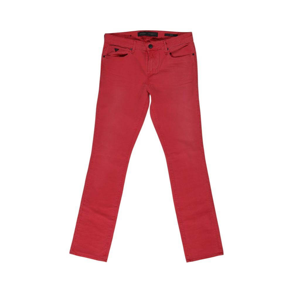 Red skinny mens jeans made of 98% cotton with spandex, fall/winter collection, image showing front view, style and comfort blend.