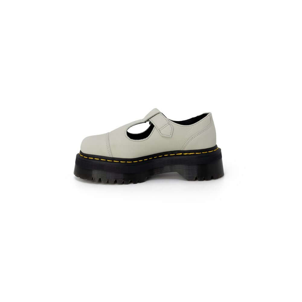 Dr. Martens green suede leather flat shoe, women's spring/summer collection, 4.5cm heel height, suede and rubber composition.