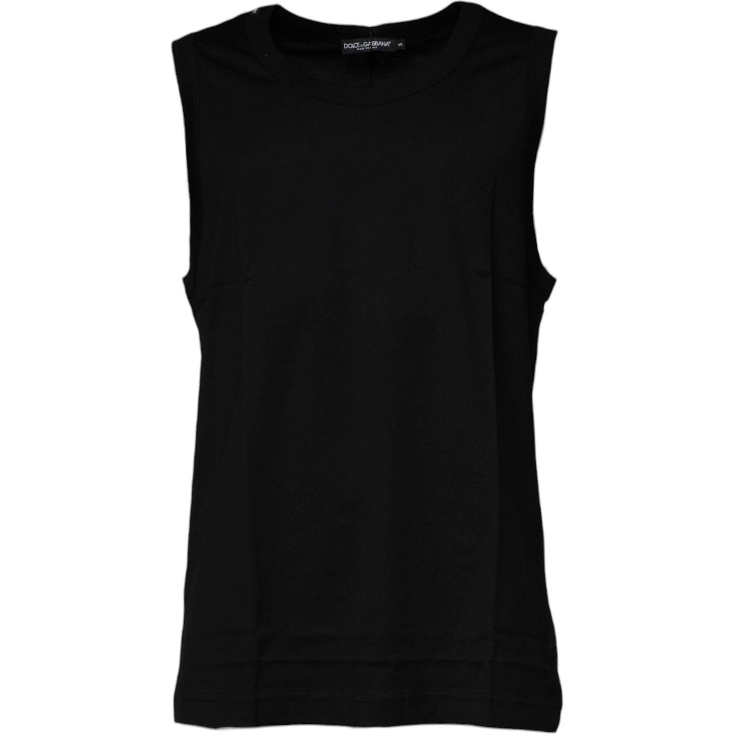 Dolce & Gabbana Black Cotton Round Neck Sleeveless T-shirt