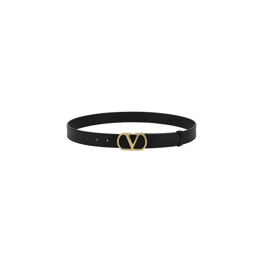 Valentino Garavani VLogo Leather Belt with Contrasting Buckle, Iconic Luxury Accessory