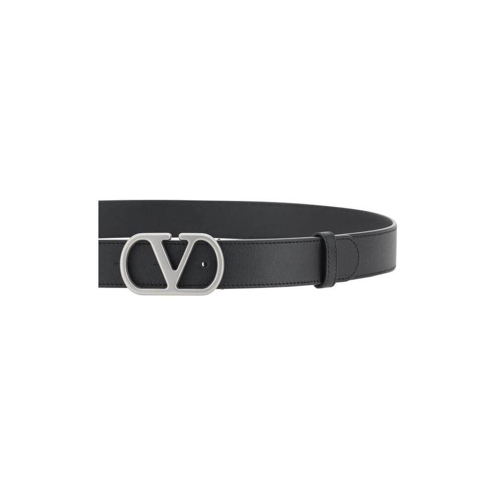 Valentino Garavani VLogo leather belt with contrasting VLogo buckle, elegant accessory for stylish outfits.