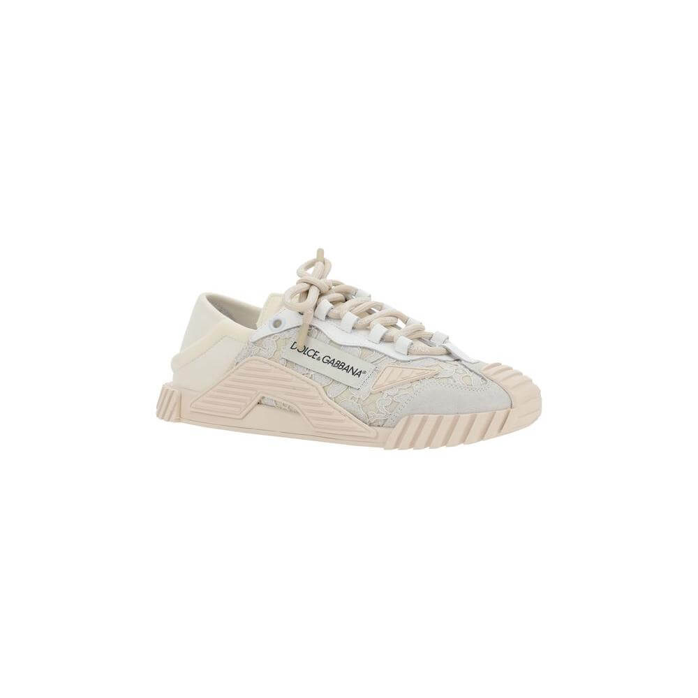 Dolce & Gabbana sneakers with textured rubber sole, lace and fabric upper, and iconic brand monogram on side panel.