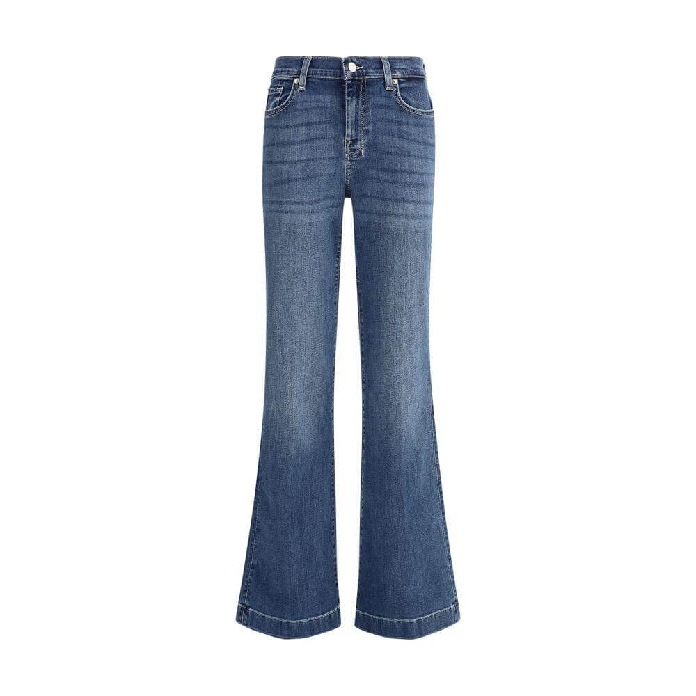 7FOR Flare Jeans by 7 For All Mankind in cotton with retro silhouette, classic five-pocket design, and iconic leather patch detail.