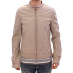 Dolce & Gabbana Elegant Beige Leather Lambskin Jacket Coats & Jackets Dolce & Gabbana Rosy Brown