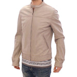 Dolce & Gabbana Elegant Beige Leather Lambskin Jacket Coats & Jackets Dolce & Gabbana Rosy Brown
