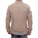 Dolce & Gabbana Elegant Beige Leather Lambskin Jacket Coats & Jackets Dolce & Gabbana Rosy Brown