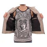 Dolce & Gabbana Elegant Beige Leather Lambskin Jacket Coats & Jackets Dolce & Gabbana Rosy Brown