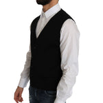 Dolce & Gabbana Sleek Black Cotton Formal Vest Dolce & Gabbana Gray