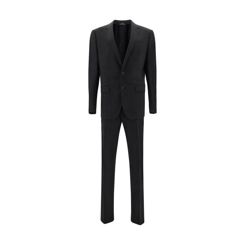 Dolce & Gabbana virgin wool suit with single-breasted blazer and classic fit pants, featuring elegant details and structured silhouette.