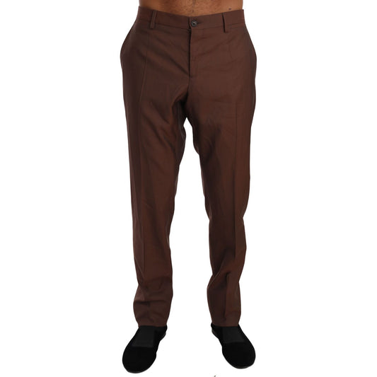 Dolce & Gabbana Brown Wool Silk Formal Trousers Pants