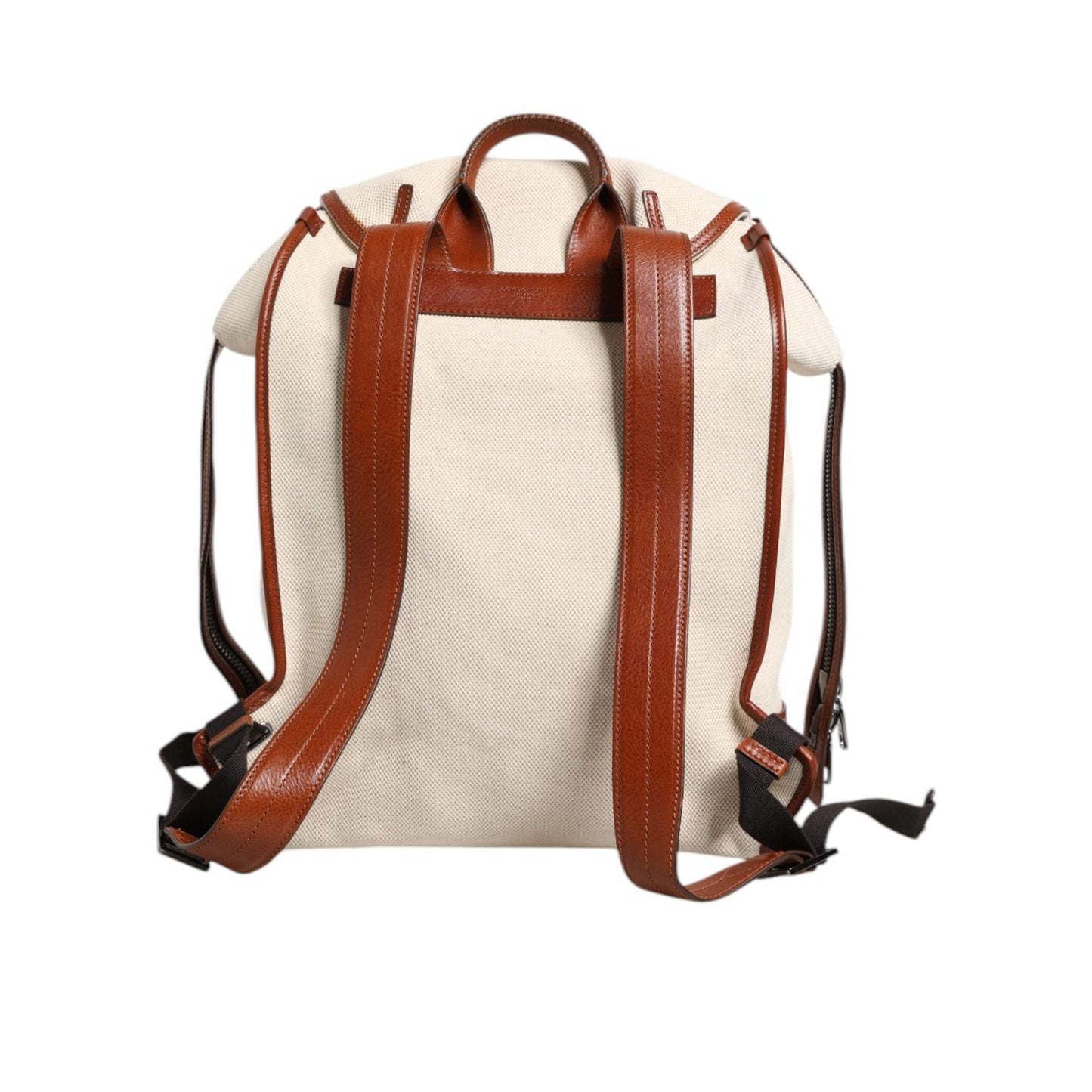 Dolce & Gabbana Beige Brown Canvas Leather Travel Back Pack Bag BAG4041