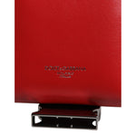 Dolce & Gabbana Red Leather Logo Zip Around Card Holder Wide Strap Wallet BAG4195
