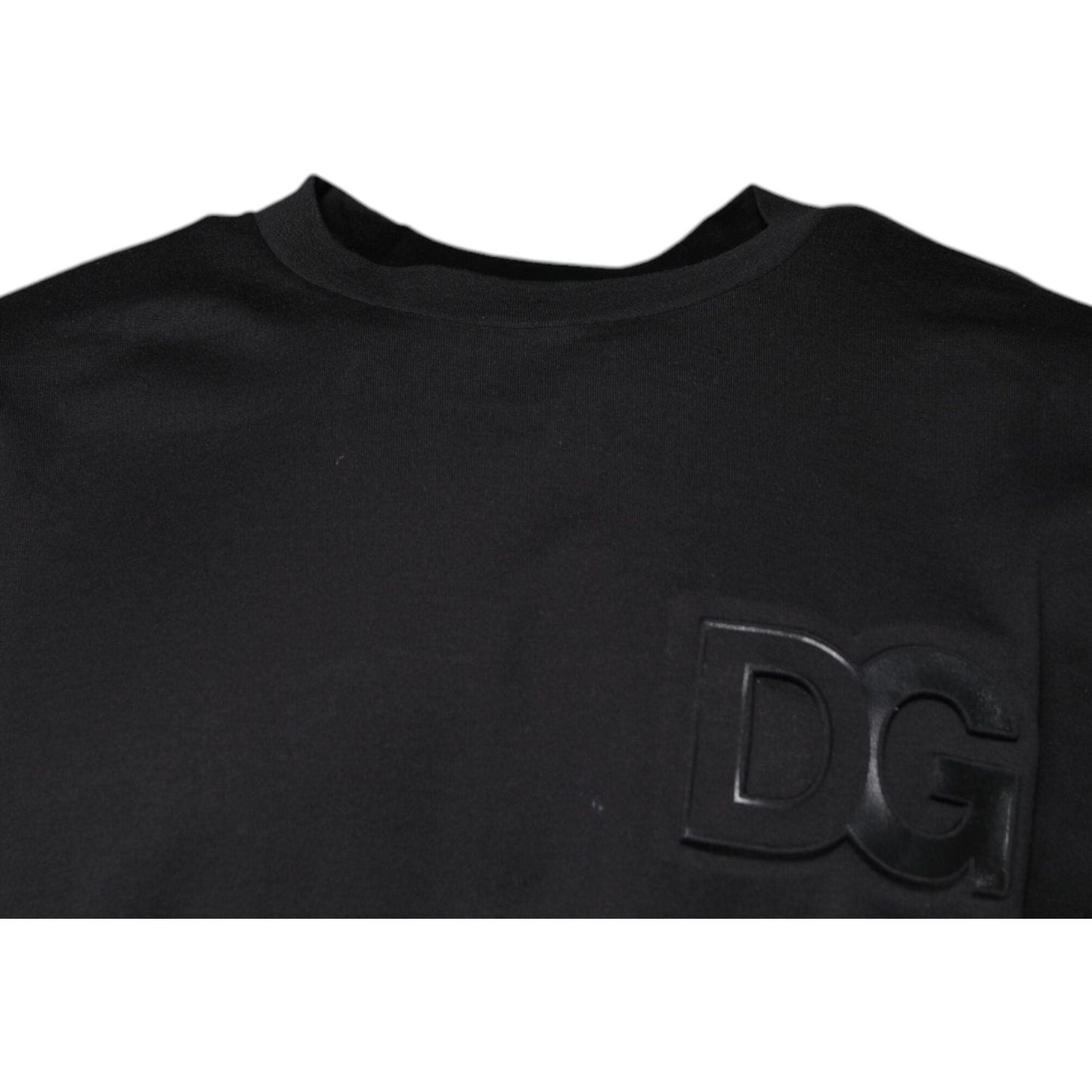 Dolce & Gabbana Black DG Logo Print Cotton Crew Neck T-shirt